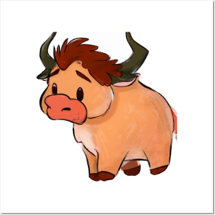 Cute Buffalo Drawing Posters and Art